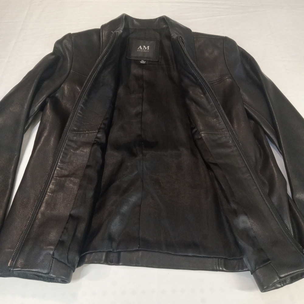 AM Studio Women's Full Zip Blazer Jacket Size PL Black